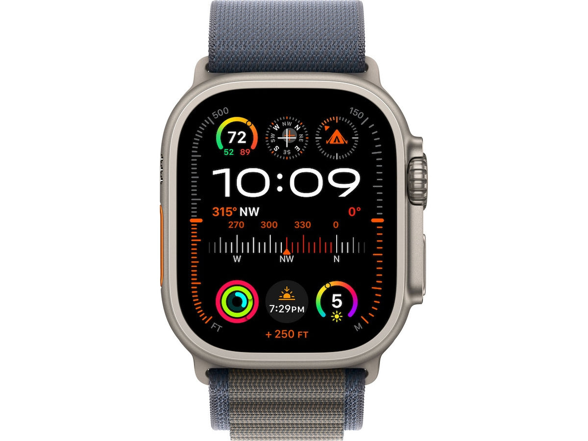 Apple Watch Ultra 2 GPS + Cellular 49mm Natural Titanium Case with Blue Alpine Loop - Medium