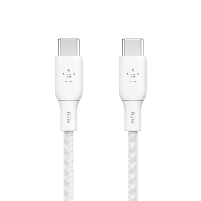 Belkin USB-C til USB-C 100W Vevd Ladekabel 2m - Hvit