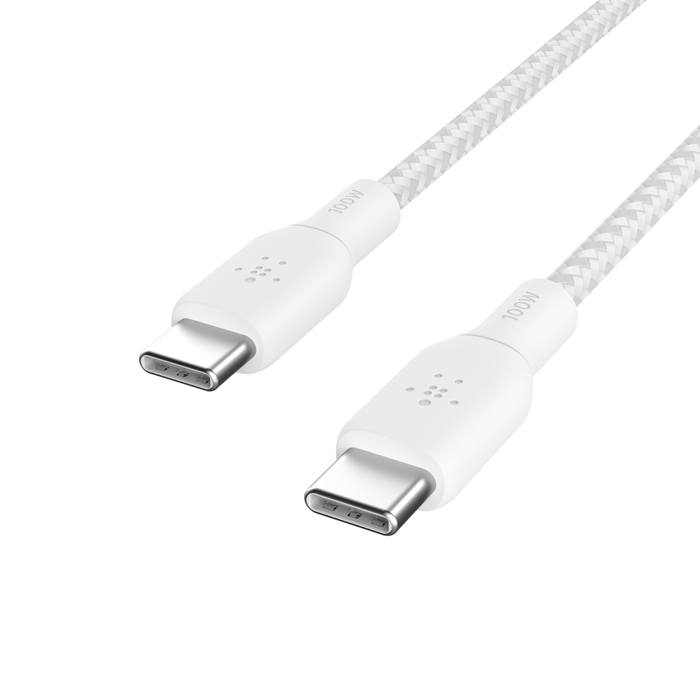 Belkin USB-C til USB-C 100W Vevd Ladekabel 2m - Hvit
