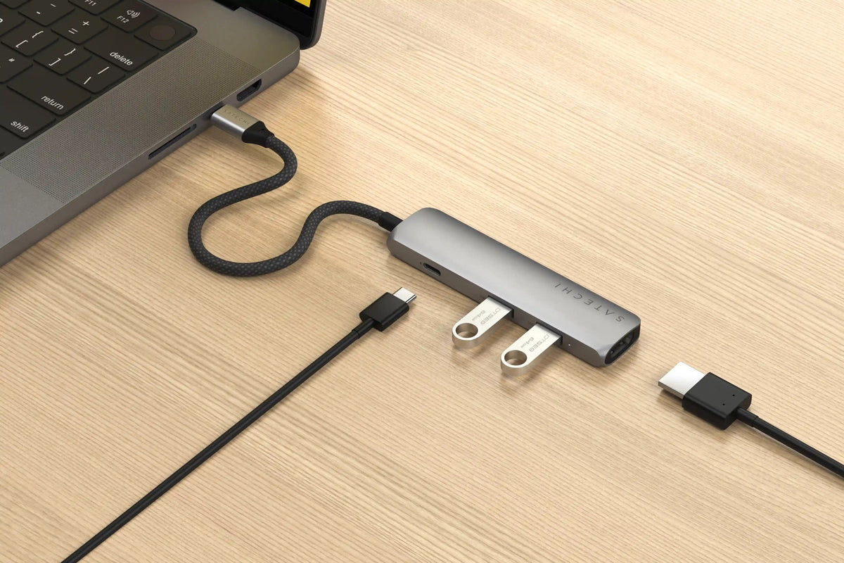 Satechi Slim 4 Multiport Adapter - Stellargrå