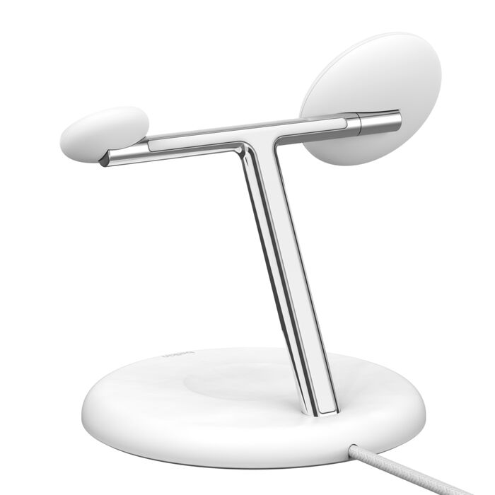 Belkin BoostCharge Pro 3-i-1 Trådløst Qi2 Ladestativ - Hvit