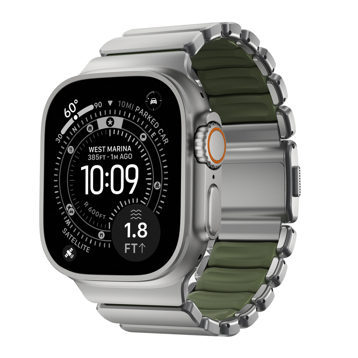 Nomad 49/46 mm Stratos Band Reim - Natural Titanium/Forest