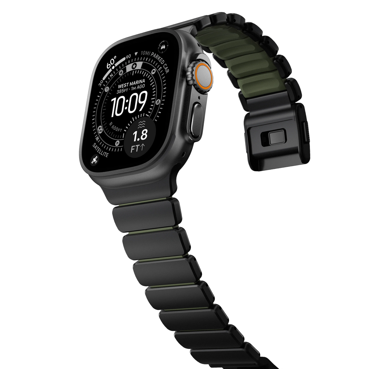 Nomad 49/46 mm Stratos Band Reim - Black Titanium/Forest