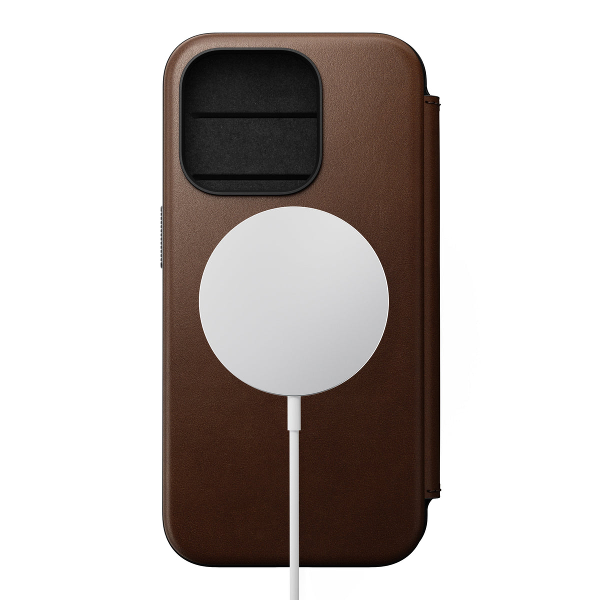 Nomad Lommebokdeksel i skinn med MagSafe til iPhone 15 Pro - Brun