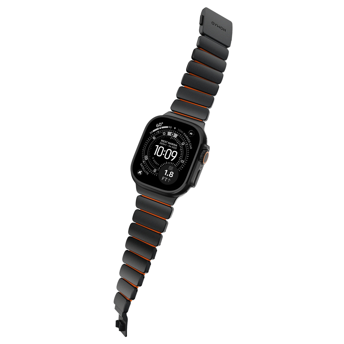 Nomad 49/46 mm Stratos Band Reim - Black Titanium/Ultra Orange