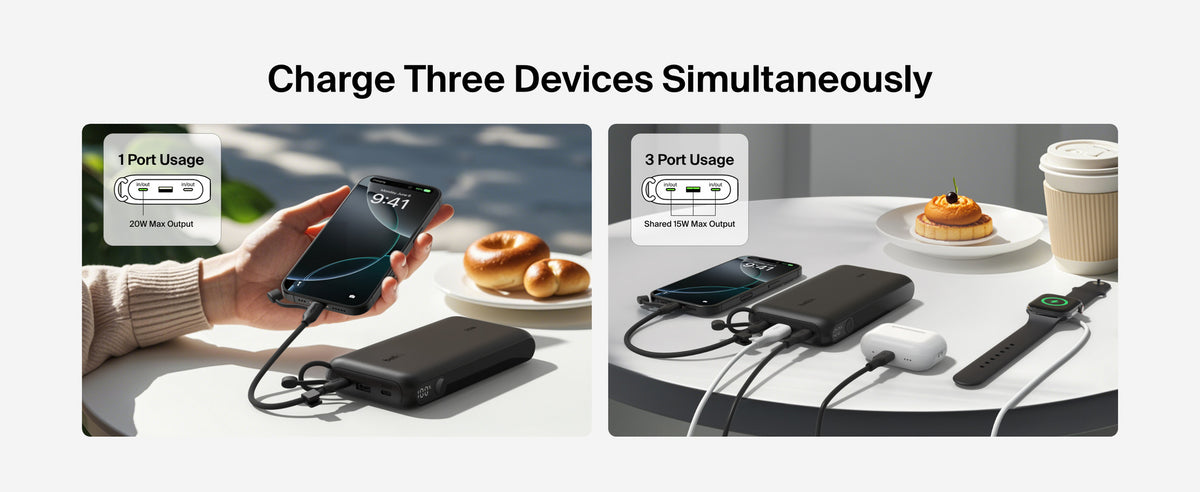 Belkin BoostCharge 20 000 mAh Powerbank med display - Sand