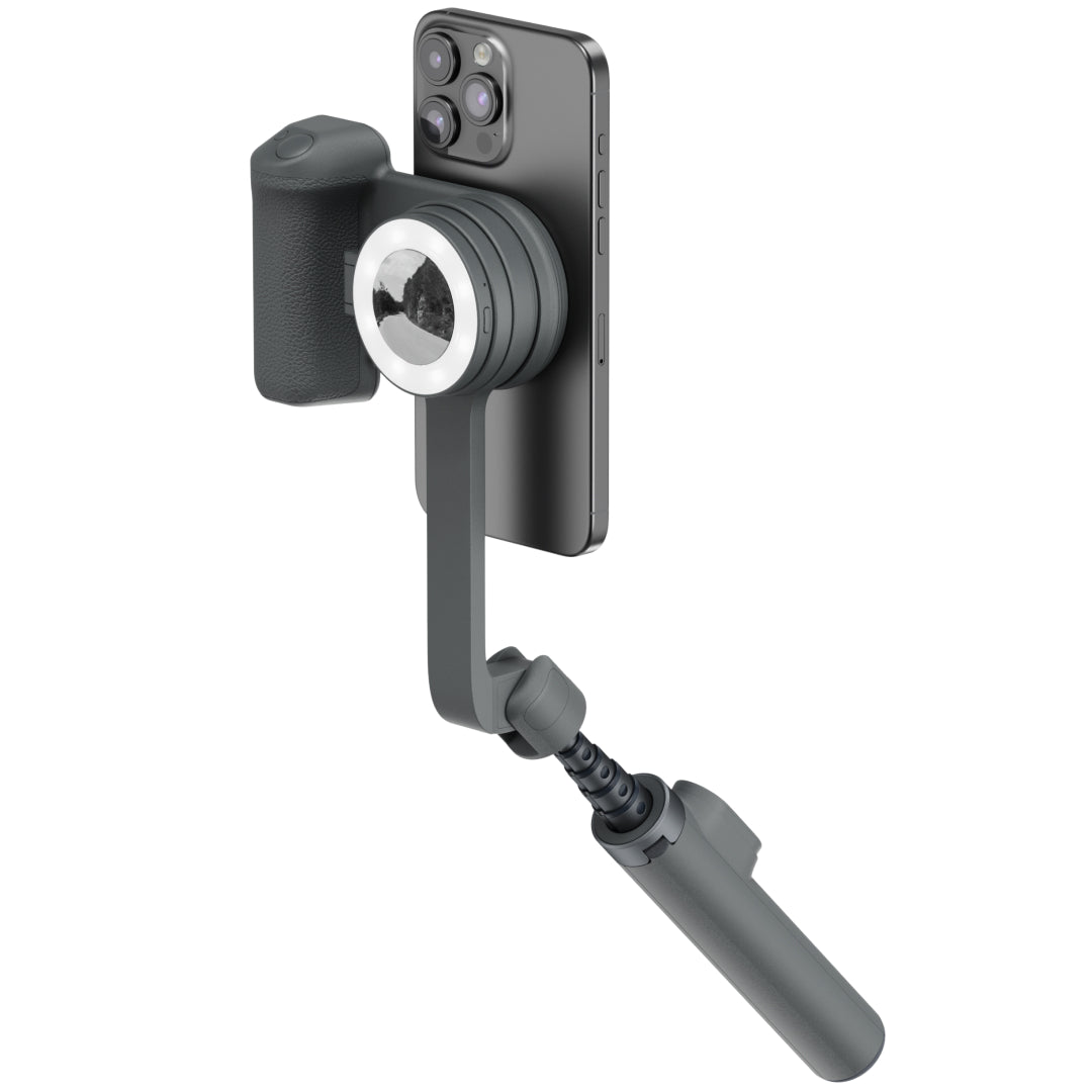 ShiftCam SnapTravel Kit Pro iPhone Selfiestang med kamerautløser og ringlys - Midnatt