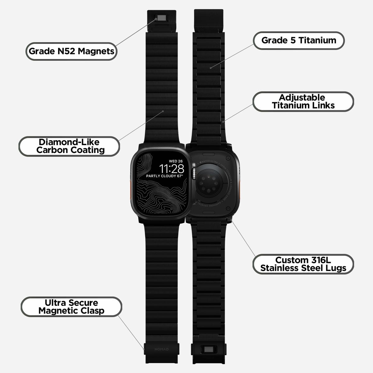 Nomad 49/46 mm Titanium reim V2 - Black